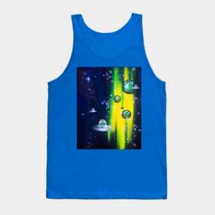 Space Cats with Yellow Nebula Tank Top